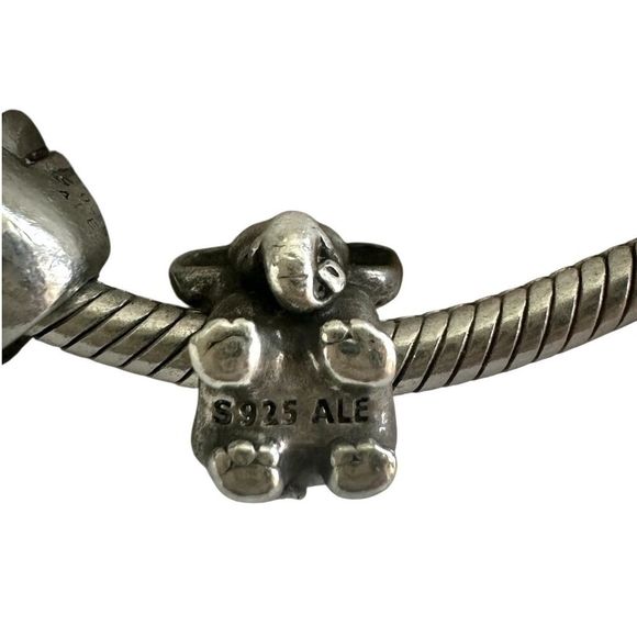 Vintage Pandora Charm Beaded Bracelet 925 Sterling Silver Bracelet w Charms - Picture 6 of 9